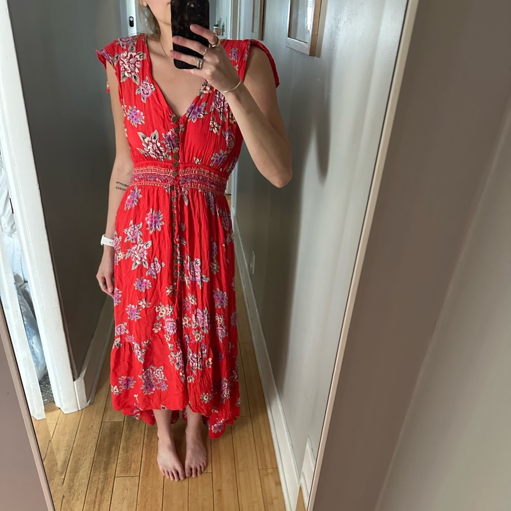 Floral Red Maxi Dress